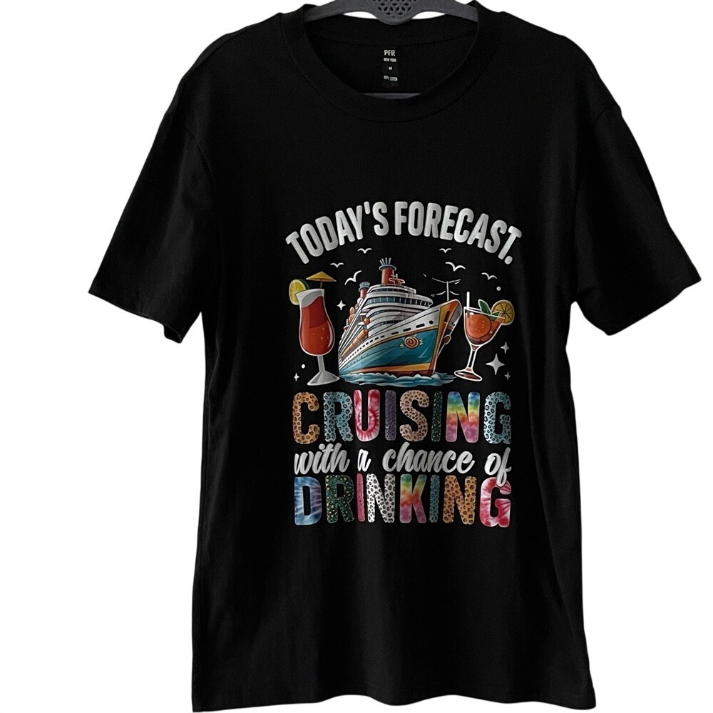 Black Graphic Tee "Today's‎ Forecast: Cruising with a Chance of Drinking" Medium